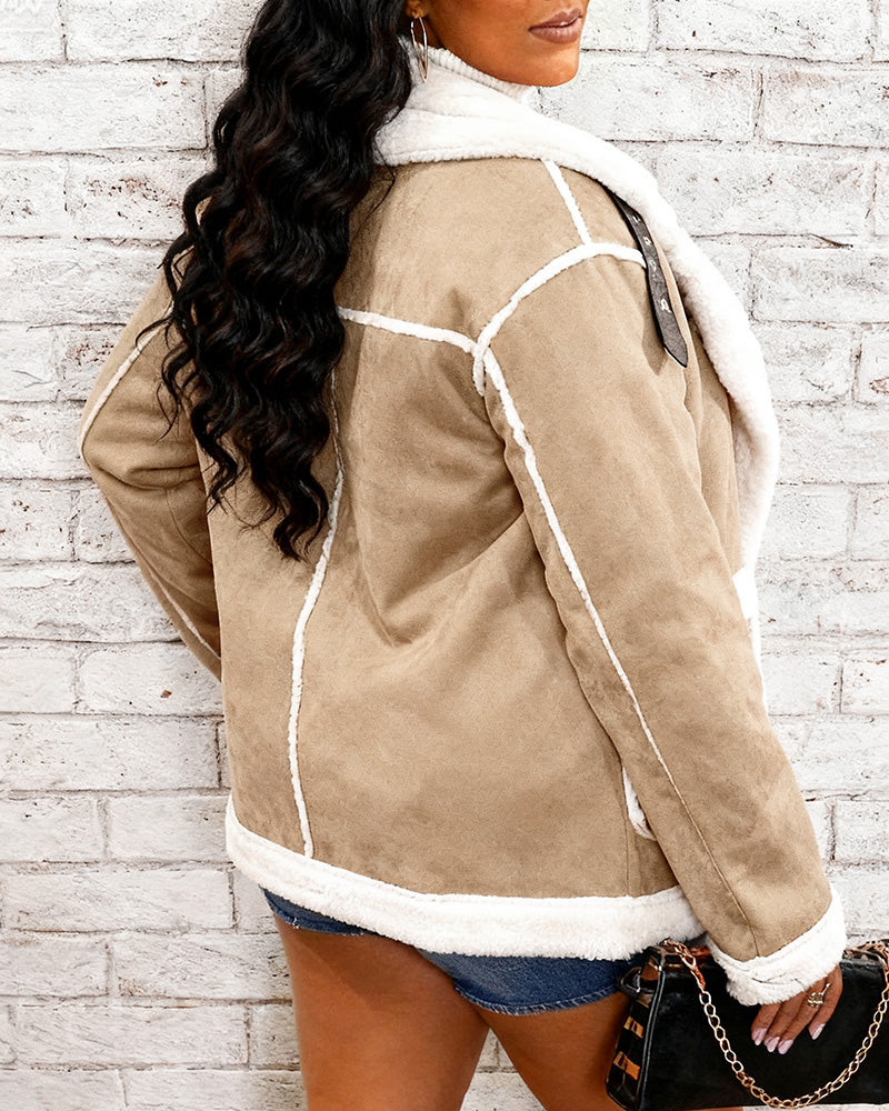 Lel Collar Plush Jacket Winter Warm Casual Coat