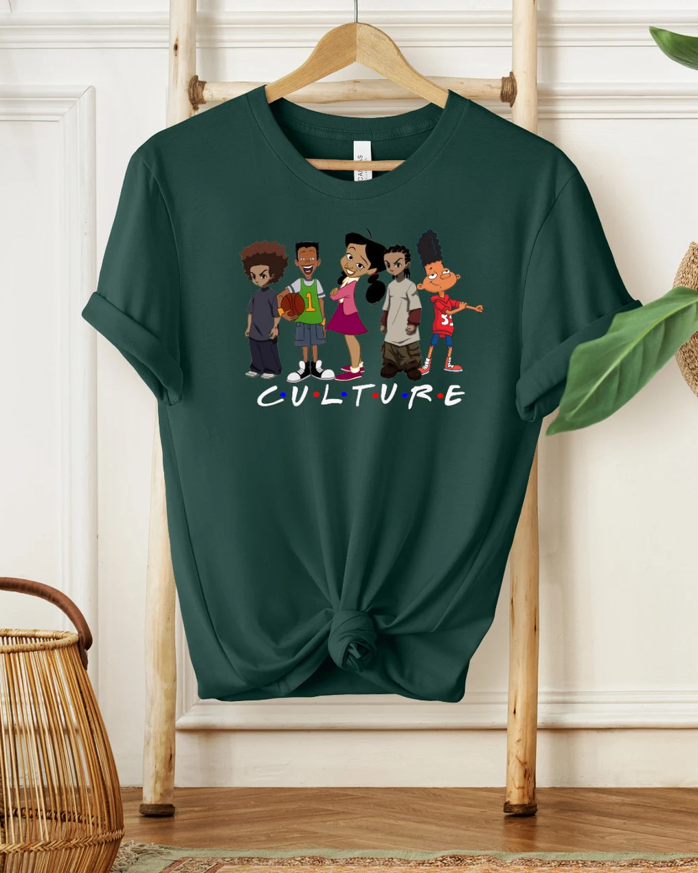 100% Cotton Black Cartoon Characters Juneteenth Crew Neck Short Sleeve Tshirt