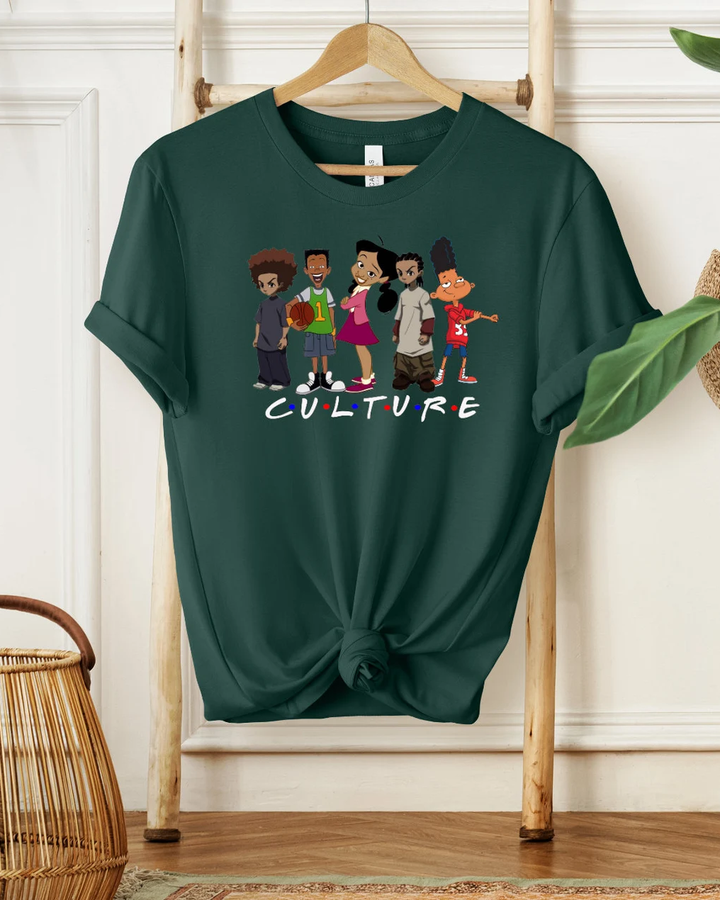 100% Cotton Black Cartoon Characters Juneteenth Crew Neck Short Sleeve Tshirt
