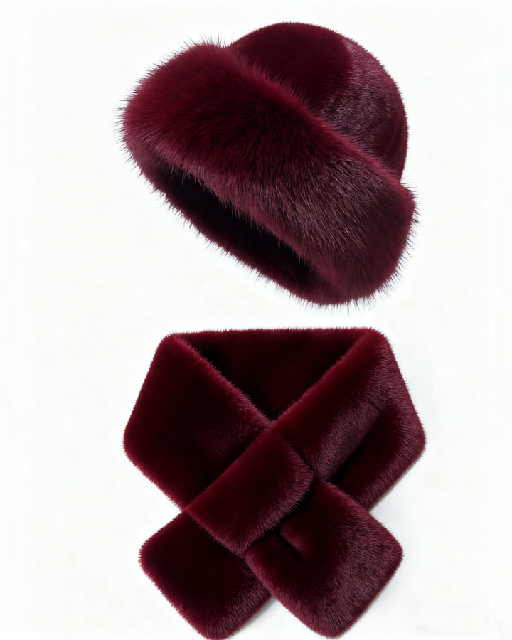 2pcs Outdoor Casual Outfit - Neck Warmer And Mongolian Style Hat