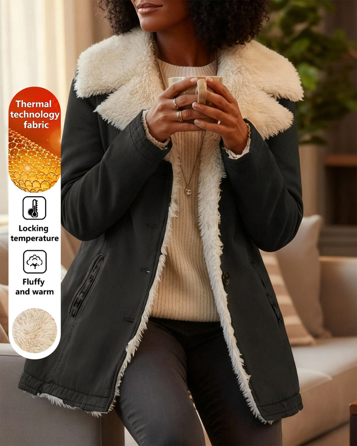 Solid color Plush Lapel Winter Mid-Length Coat