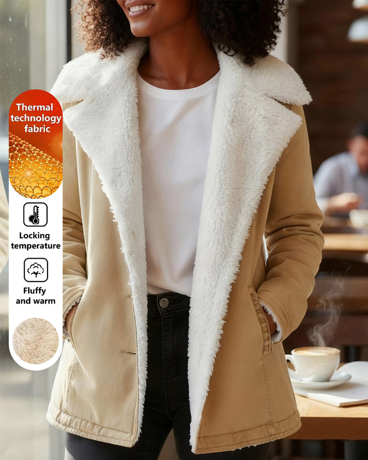 Solid color Plush Lapel Winter Mid-Length Coat