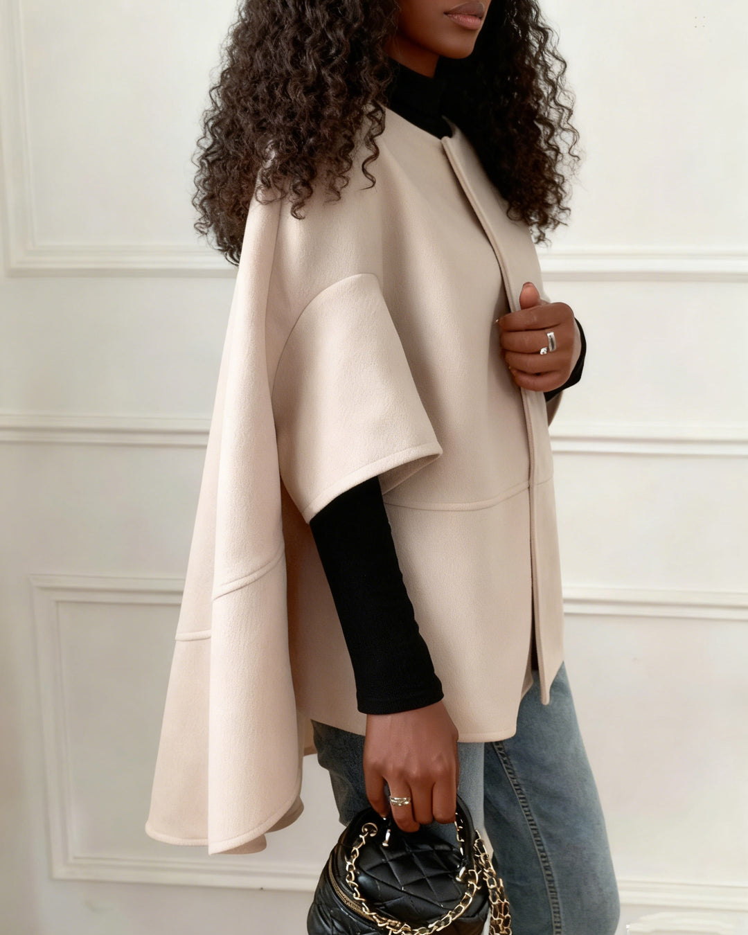 Cape Cape Midi Cardigan Jacket Plaid Coat