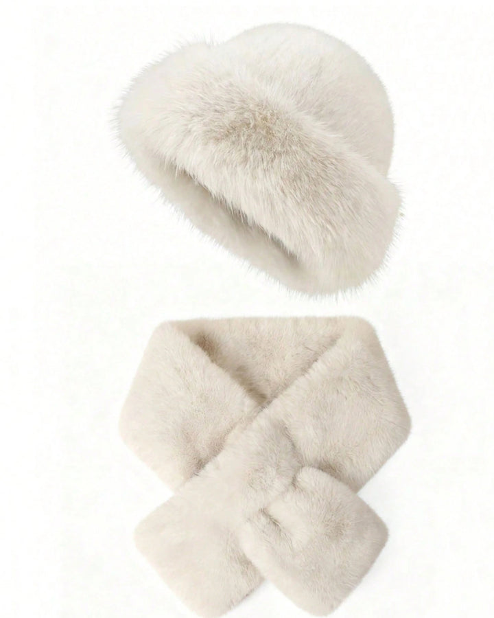 2pcs Outdoor Casual Outfit - Neck Warmer And Mongolian Style Hat