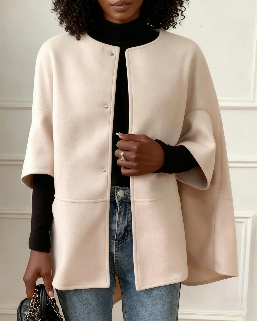 Cape Cape Midi Cardigan Jacket Plaid Coat