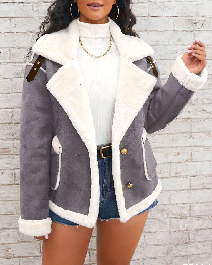Lel Collar Plush Jacket Winter Warm Casual Coat