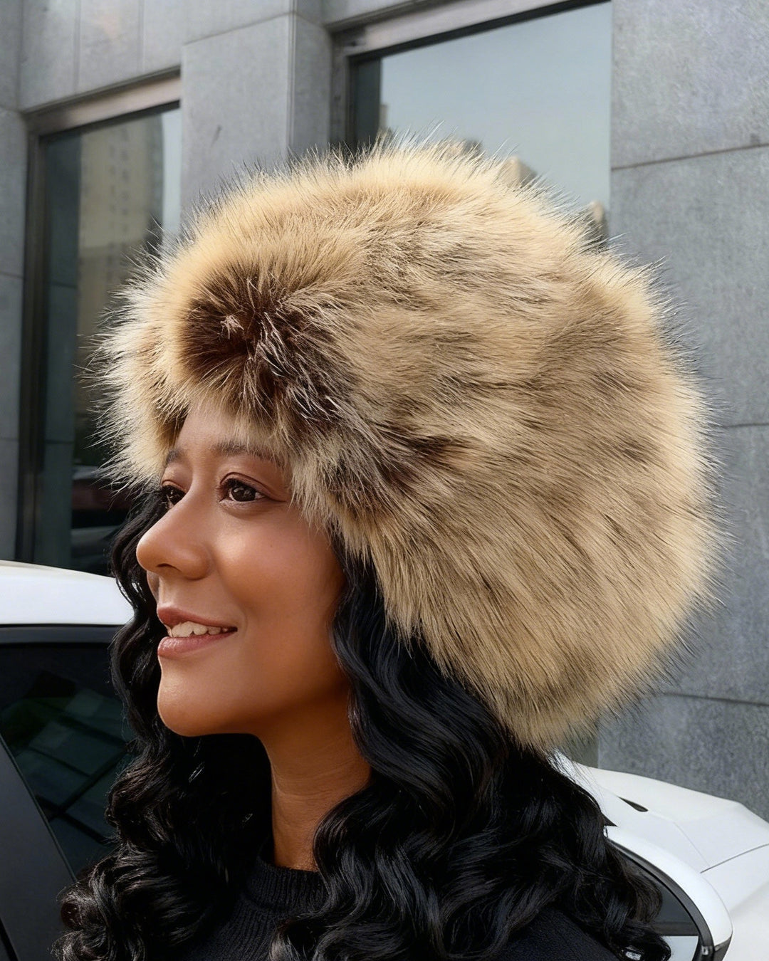 Faux Fox Fur Thermal Dome-shaped Beanie