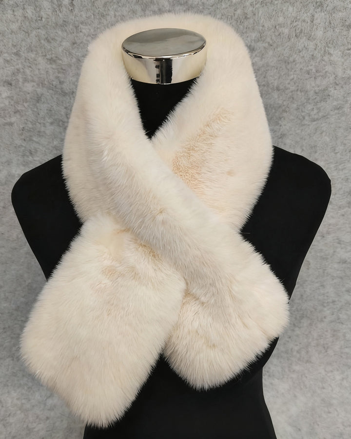Imitation Rex Rabbit Fur Scarf Women's Winter Double-sided Plush Thickened Warm New Cross Neck Wool Collar Shawl