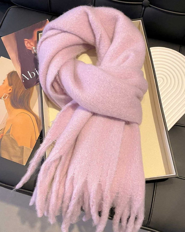 Cashmere Solid Color Scarf Mohair Solid Color All-match Scarf Extra-large Thickened Warm Shawl