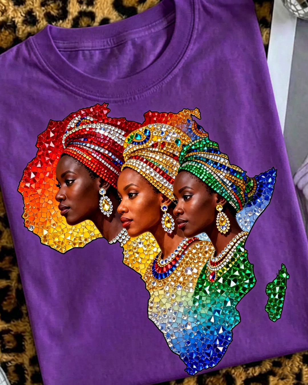 Juneteenth Black Woman African Map Crew Neck Short Sleeve Tshirt