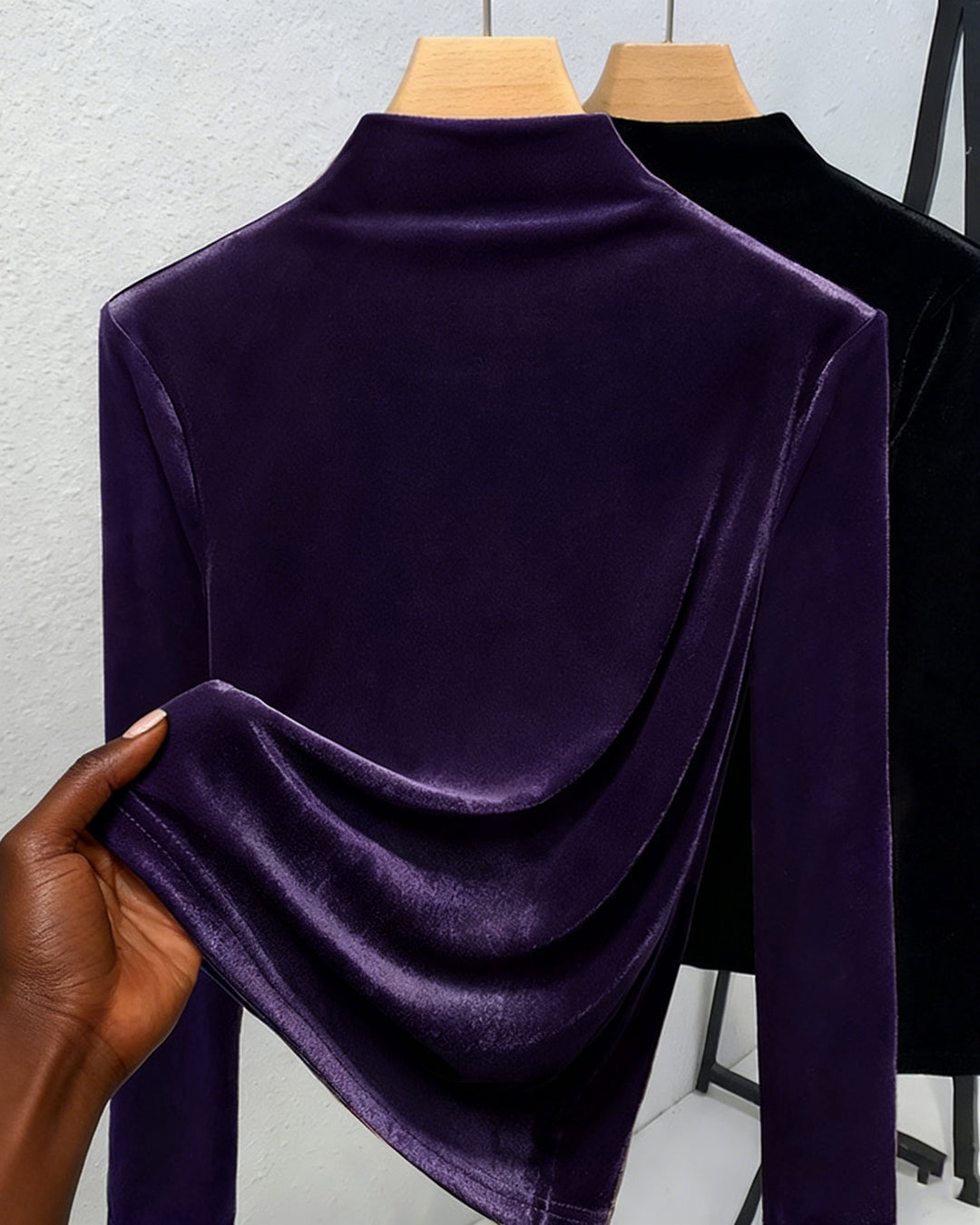 Half-high Collar Base Shirt Velvet Long-sleeved T-shirt Warm Inner Waisted Top