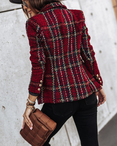 Long-sleeved Double-breasted Printed Blazer