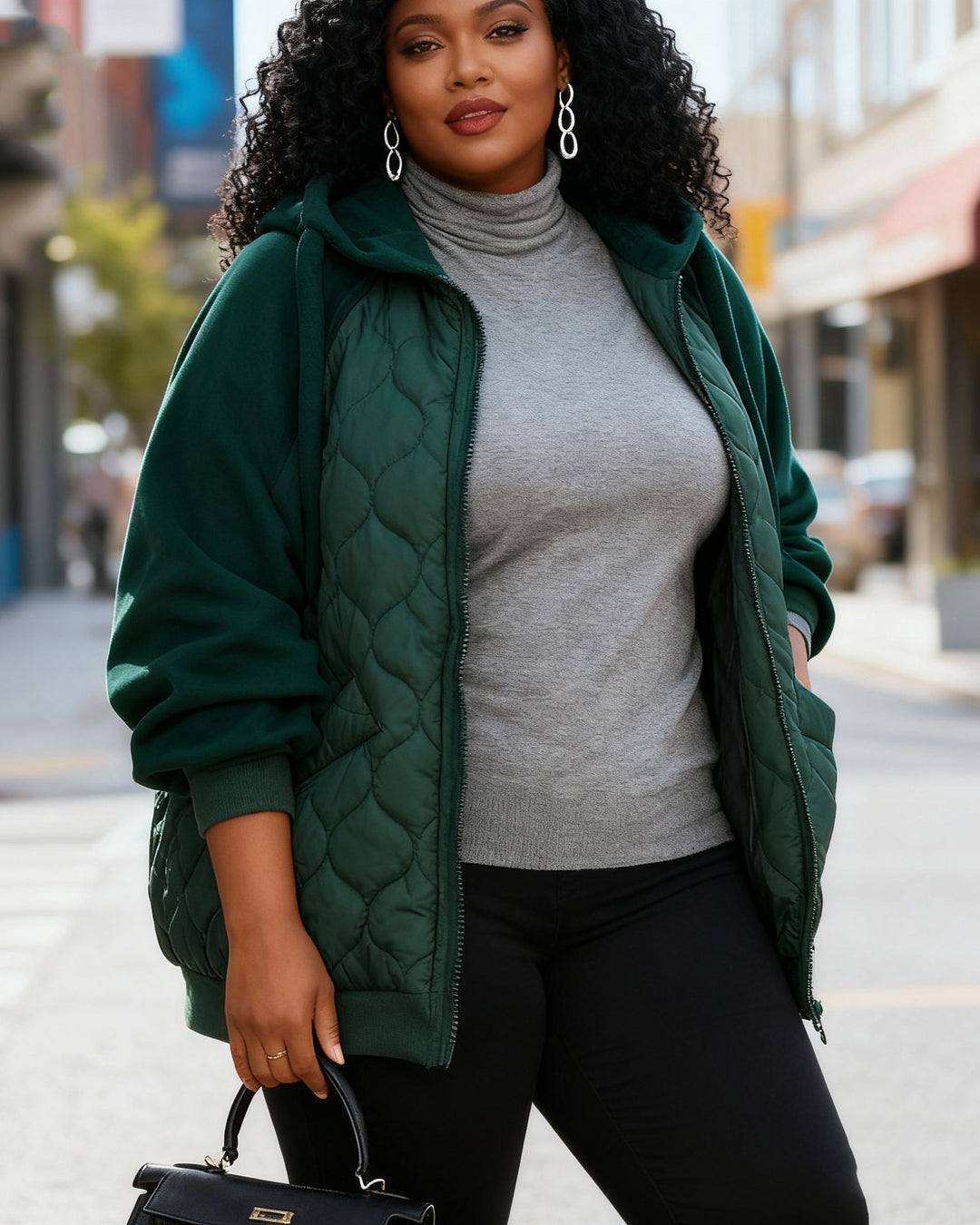 Rhomboid Hooded Down Cotton-padded Jacket Thick Coat Cotton-padded Jacket