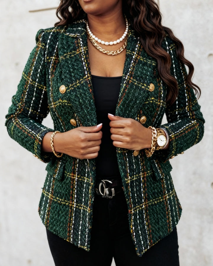 Long-sleeved Double-breasted Printed Blazer