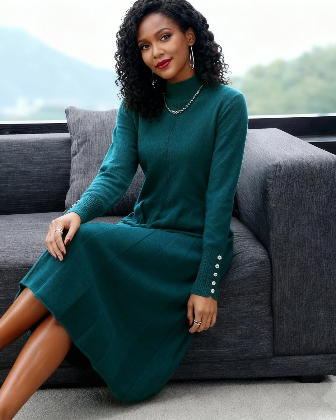 Mid-length Over-the-knee Autumn And Winter Sweater Dress