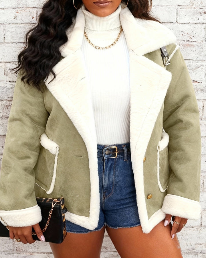 Lel Collar Plush Jacket Winter Warm Casual Coat