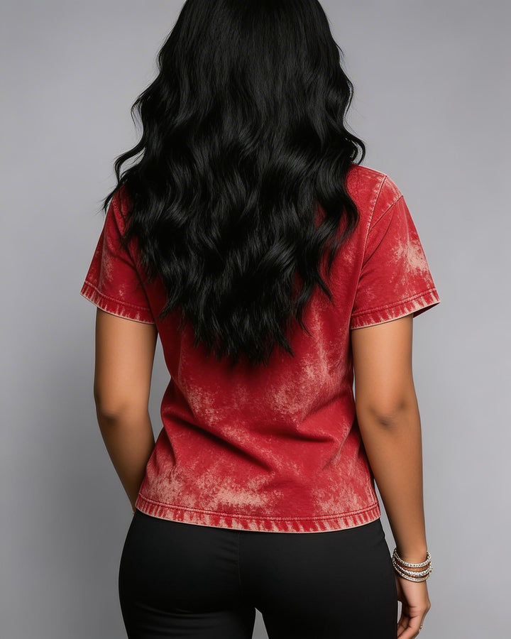 Red Bottom AMERICA 1776-2026 Rose Printed Short Sleeve T-shirt