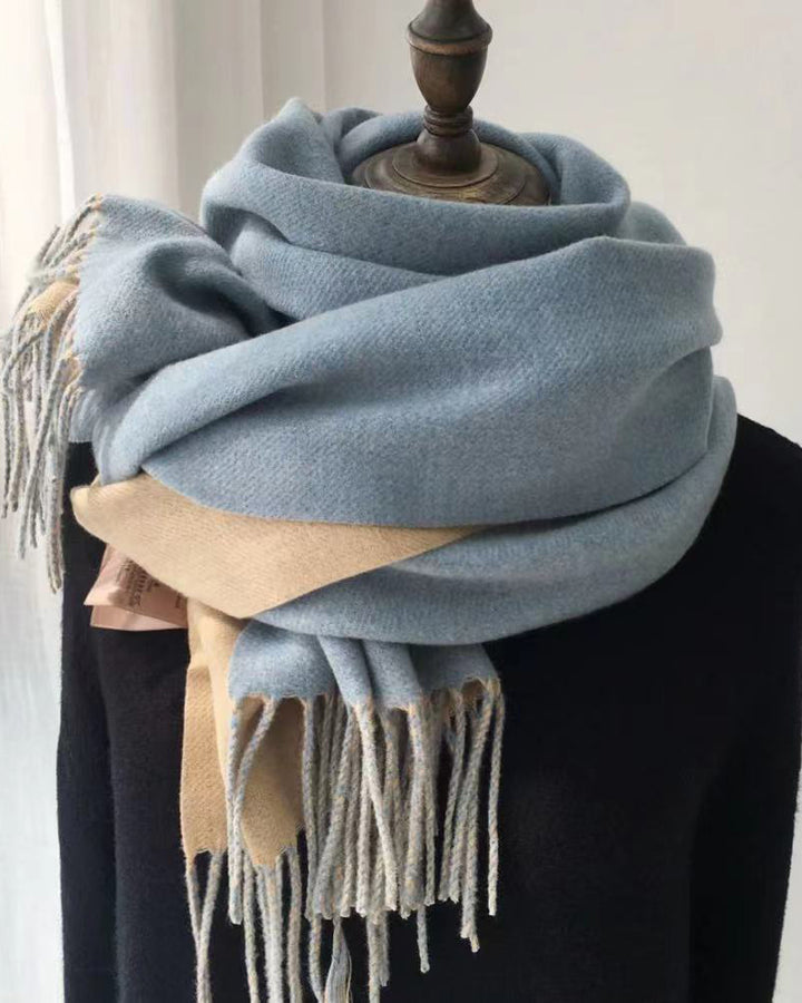 Double-sided Solid Color Scarf Imitation Cashmere Warm Shawl Scarf
