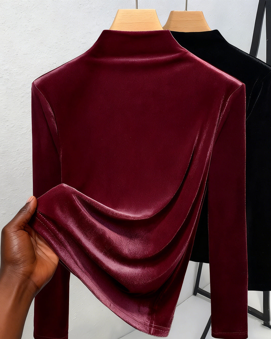 Half-high Collar Base Shirt Velvet Long-sleeved T-shirt Warm Inner Waisted Top