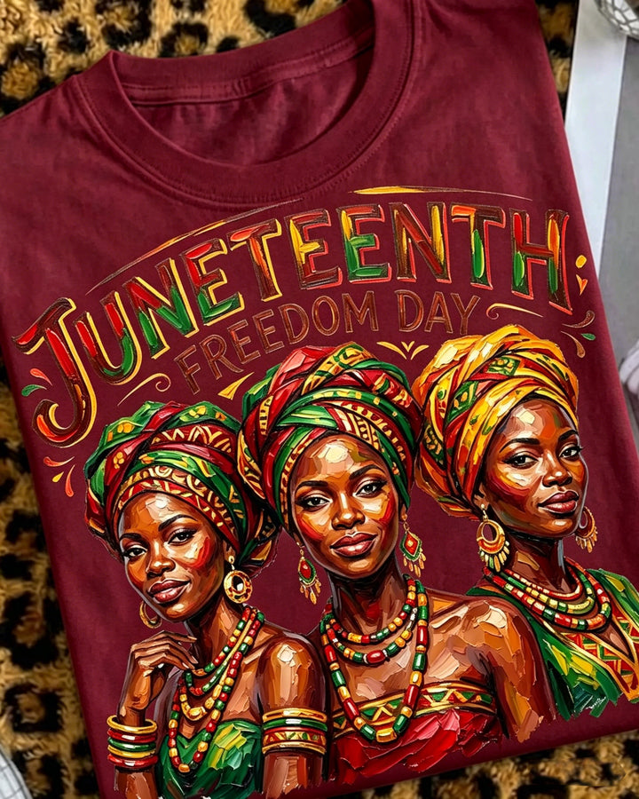 Juneteenth Freedom Day Woman Crew Neck Short Sleeve Tshirt