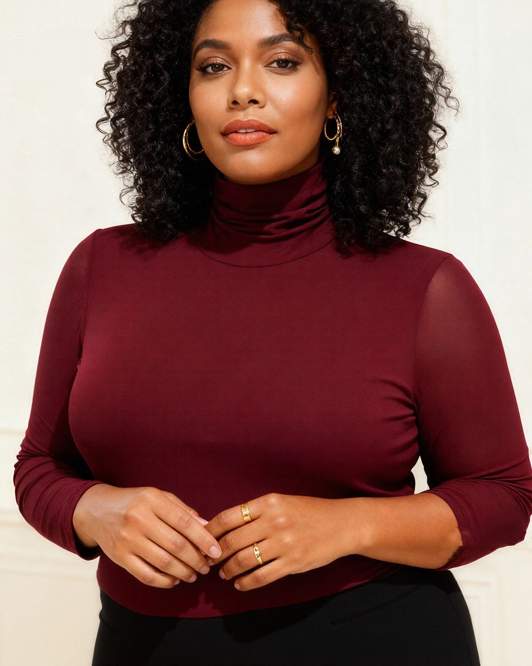 High Collar Mesh Base Shirt Thickened Warm Long Sleeve Stretch Top