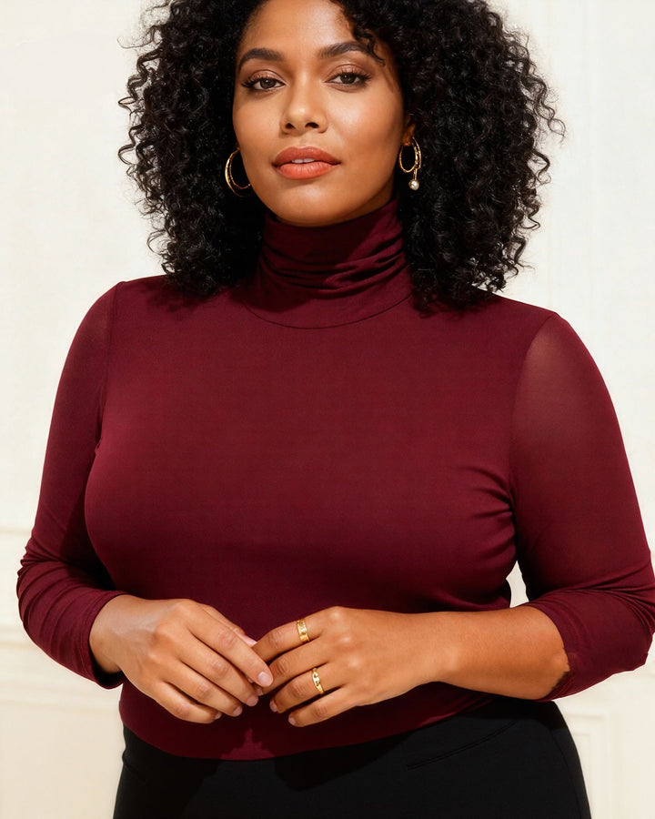 High Collar Mesh Base Shirt Thickened Warm Long Sleeve Stretch Top