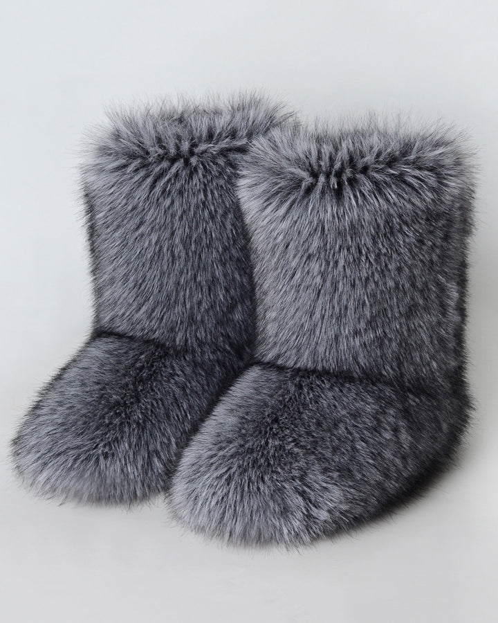 Faux Raccoon Fur Winter Fur Boots