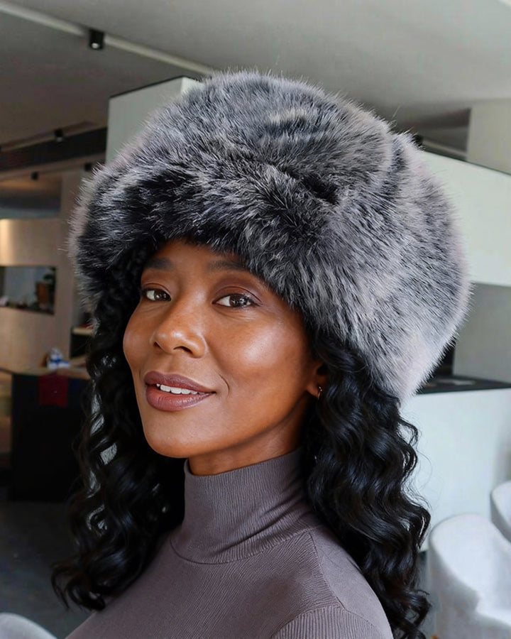 Faux Fox Fur Thermal Dome-shaped Beanie