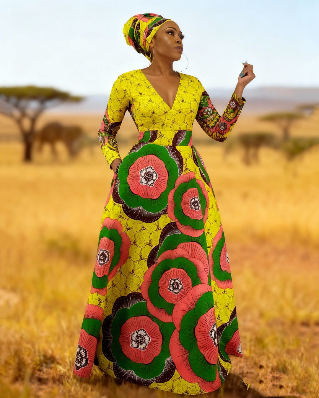 African Textured Floral Print Long Sleeve Maxi Dress Wmnblack african-textured-floral-print-long-sleeve-maxi-dress-wmnblack
