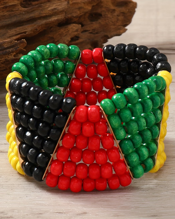 Reggae Retro Handmade Beaded Colorful Elastic Bracelet Ladies Casual Versatile Accessory Ramadan Bracelet Wristband Bangle