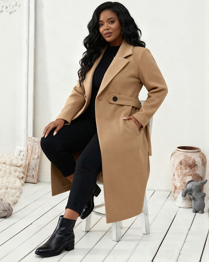 Autumn And Winter Woolen Coat Long Lapel Slim Fit Woolen Coat