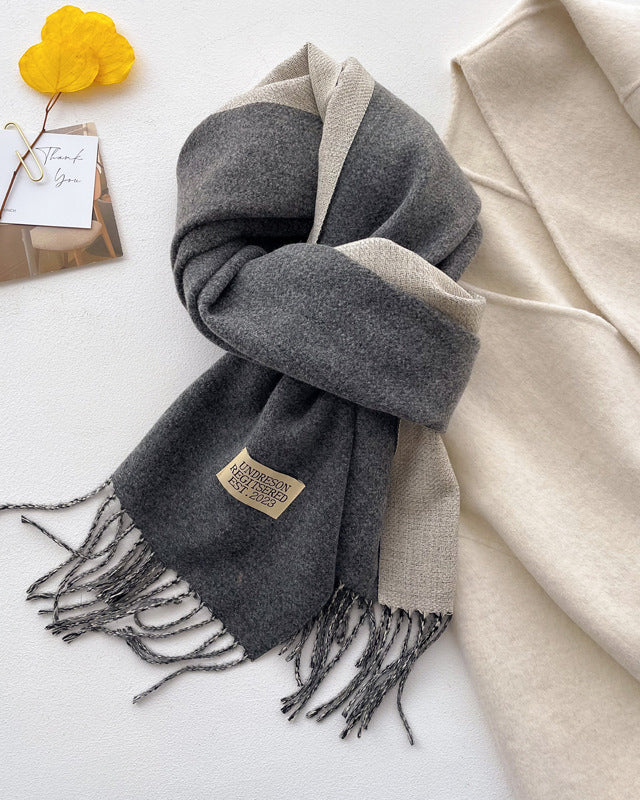 Double-sided Solid Color Scarf Imitation Cashmere Warm Shawl Scarf