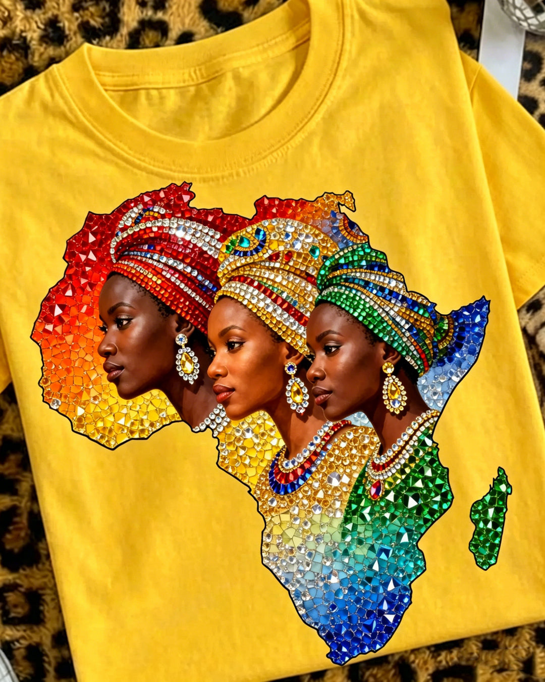 Juneteenth Black Woman African Map Crew Neck Short Sleeve Tshirt