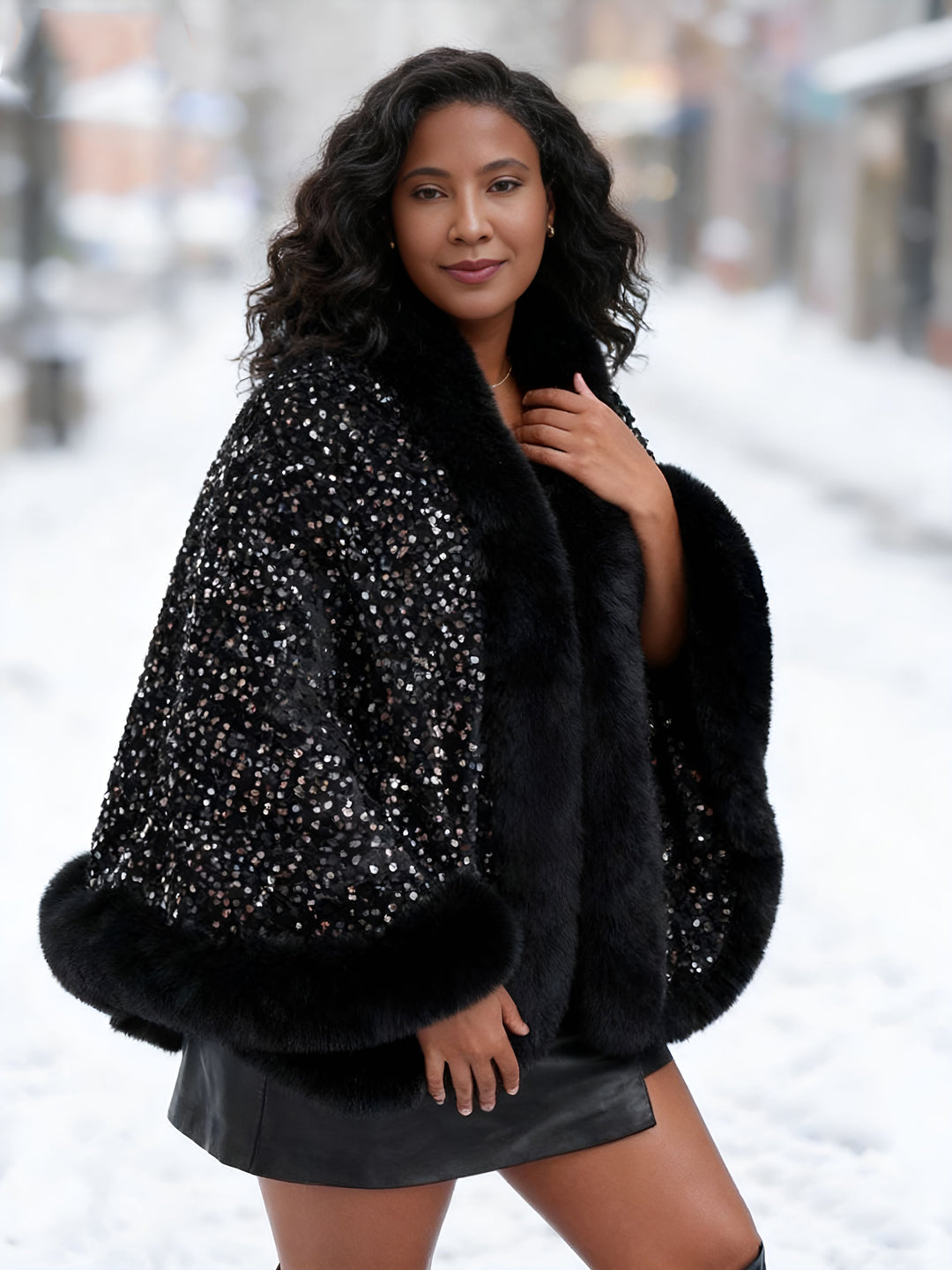 Knitted Versatile Loose Cape High-grade Elegant Shawl Warm Thickened Coat For Autumn And Winter