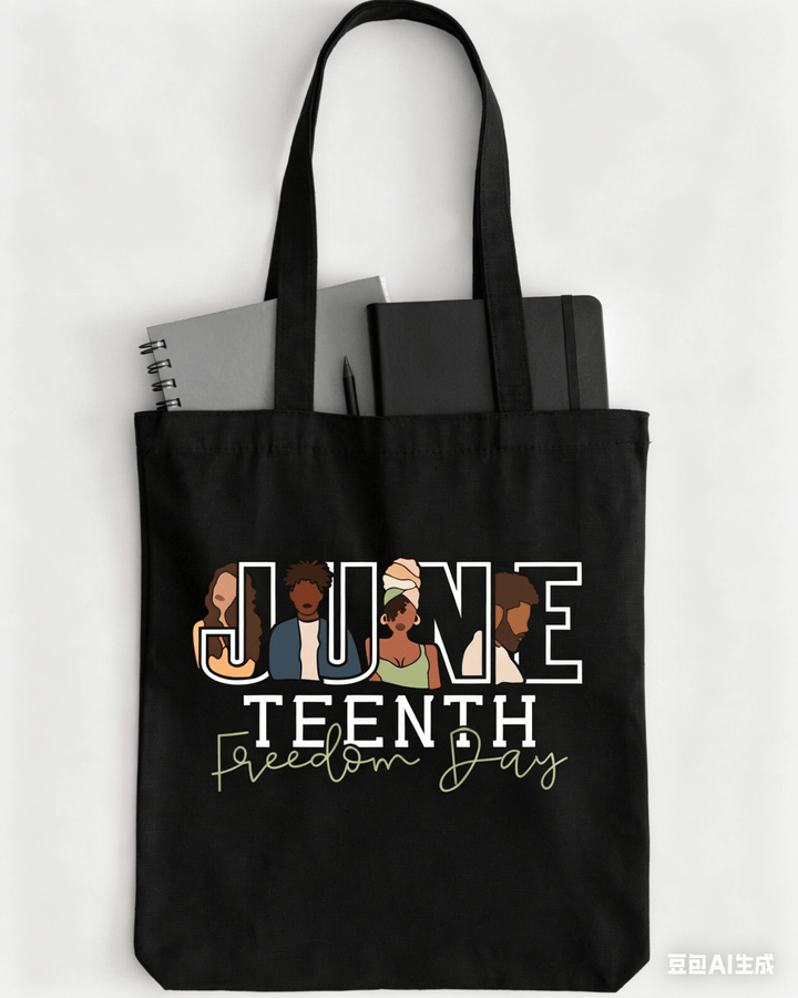 Juneteenth Black History Freedom Day Print Zipper Canvas Tote Bag