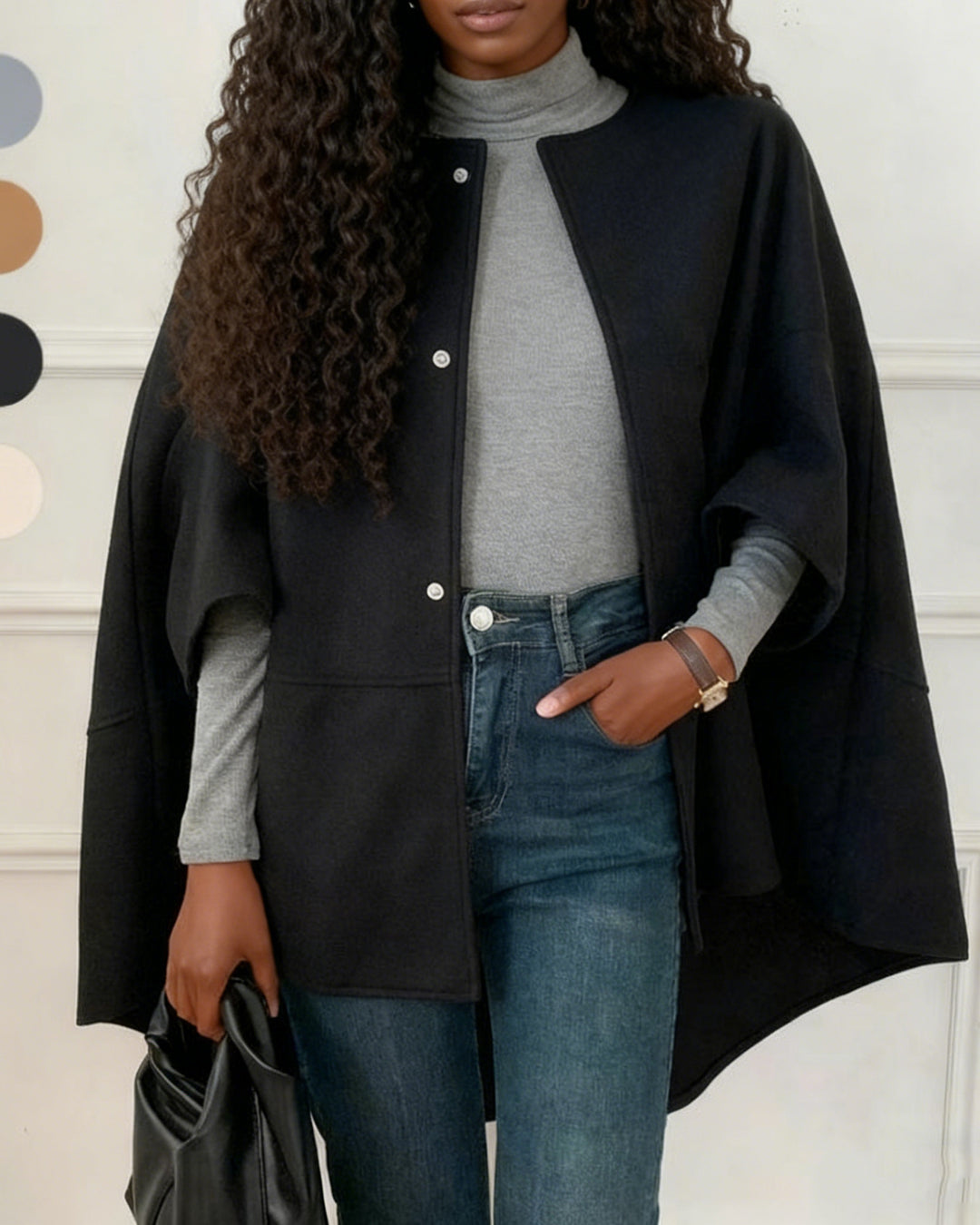 Cape Cape Midi Cardigan Jacket Plaid Coat