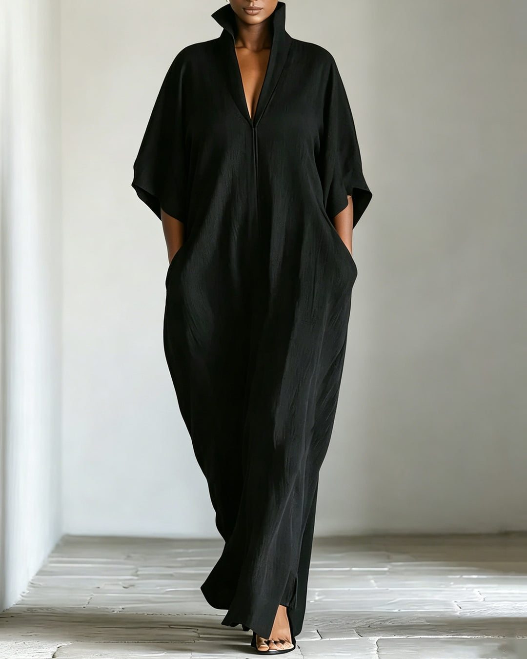 Mid-length Sleeve V-neck Casual Loose Dress