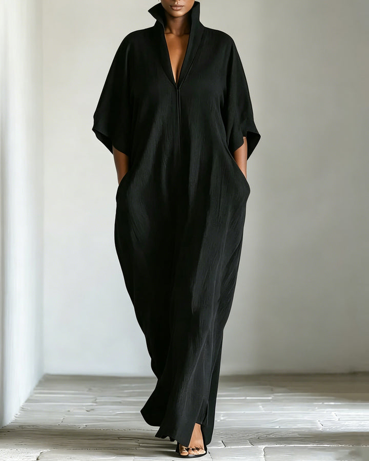 Mid-length Sleeve V-neck Casual Loose Dress