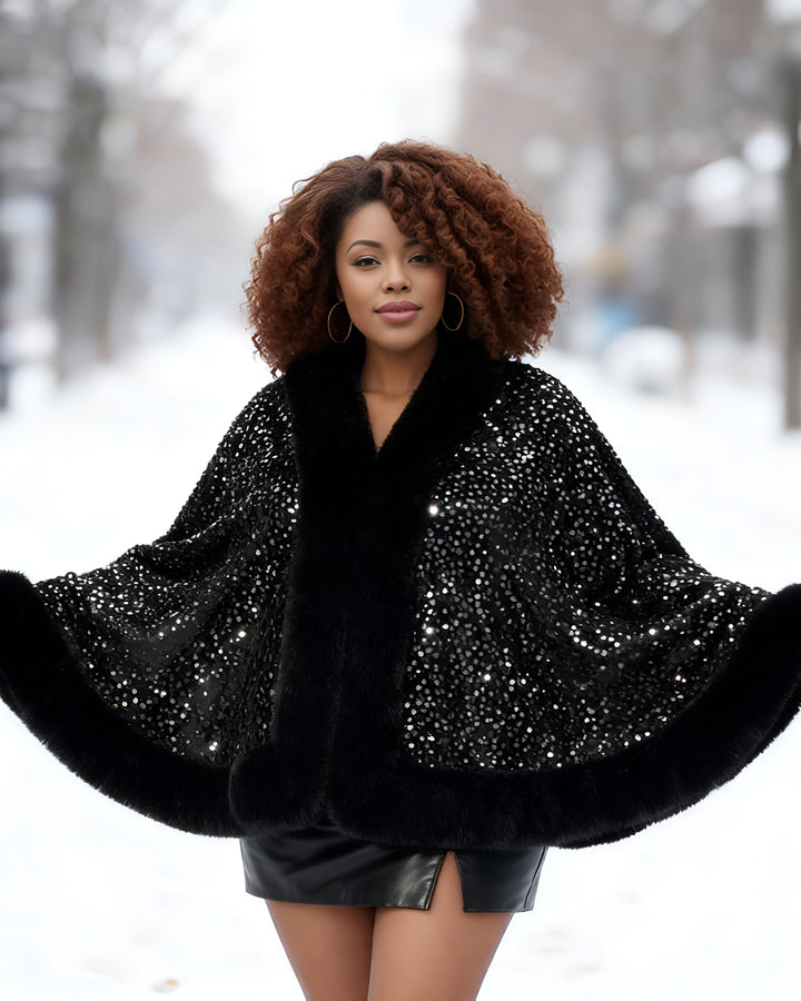 Knitted Versatile Loose Cape High-grade Elegant Shawl Warm Thickened Coat For Autumn And Winter