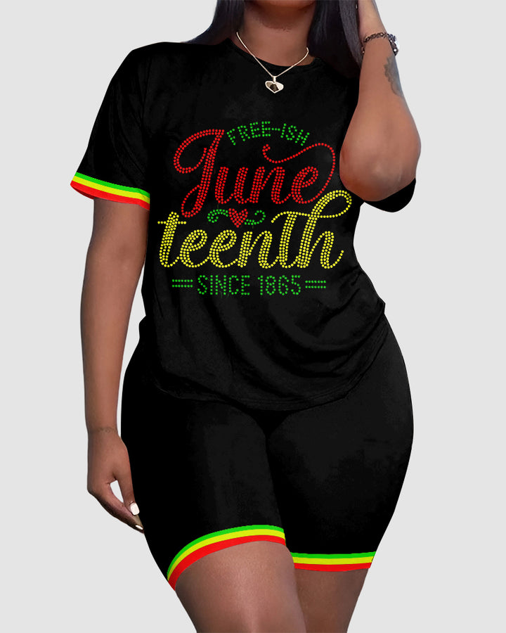 Free-ish Since 1865 Round Neck Short Sleeve & Shorts Set