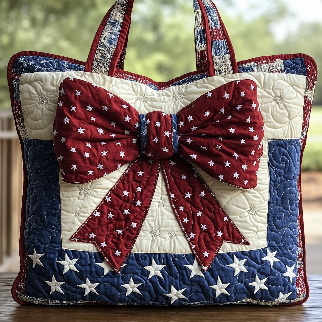 Patriotic Flower Quilted Tote Bag