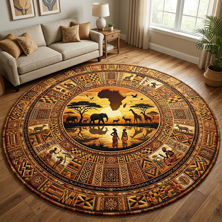 African Heritage Quilted Round Mat