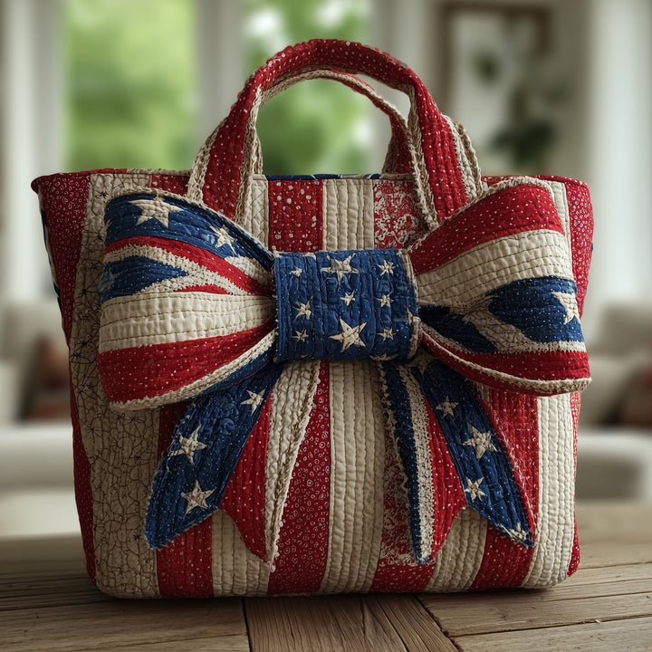 Patriotic Flower Quilted Tote Bag