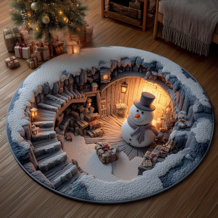 Snowman Lane Quilted Round Mat