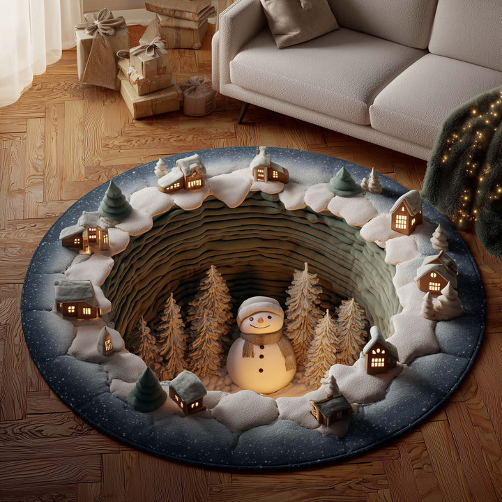 Snowman Lane Quilted Round Mat