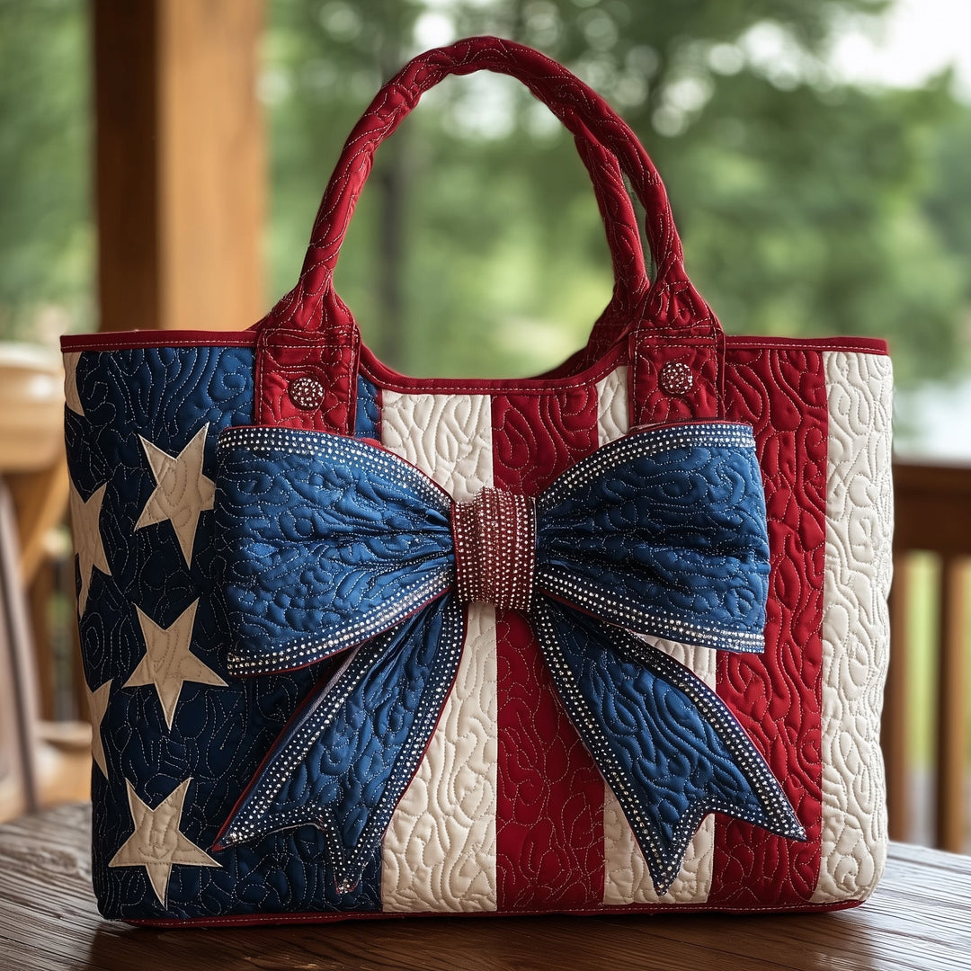 Patriotic Flower Quilted Tote Bag