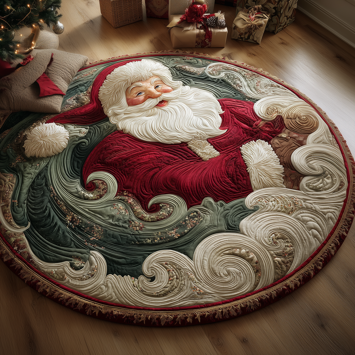 Santa Whirl Quilted Round Mat
