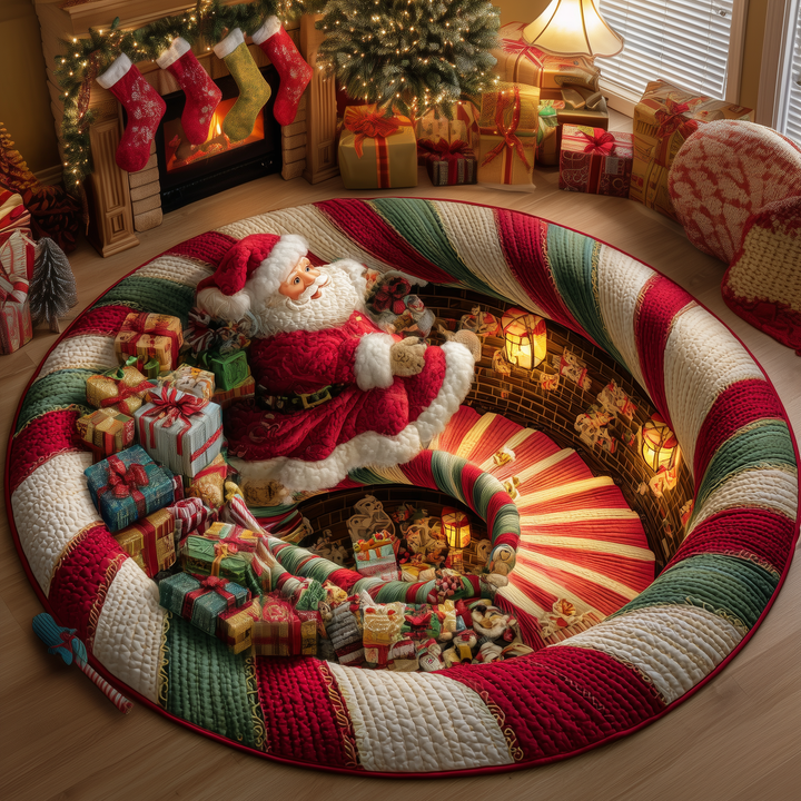 Santa Spiral Quilted Round Mat