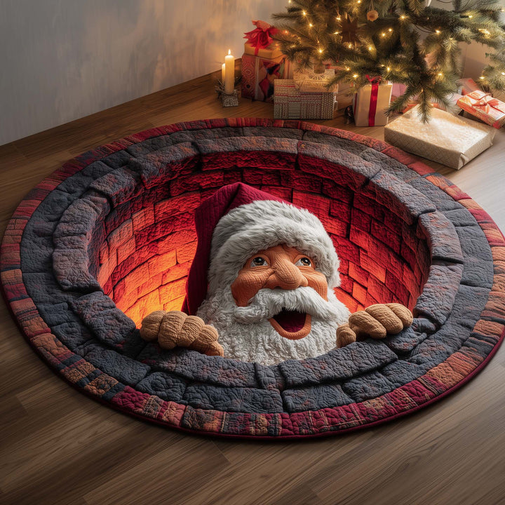 Chimney Santa Quilted Round Mat