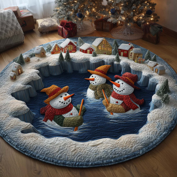 Boating Snowmen Quilted Round Mat